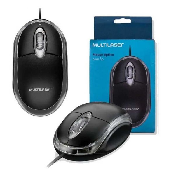 Mouse Óptico Usb Clássico Preto Com Fio.