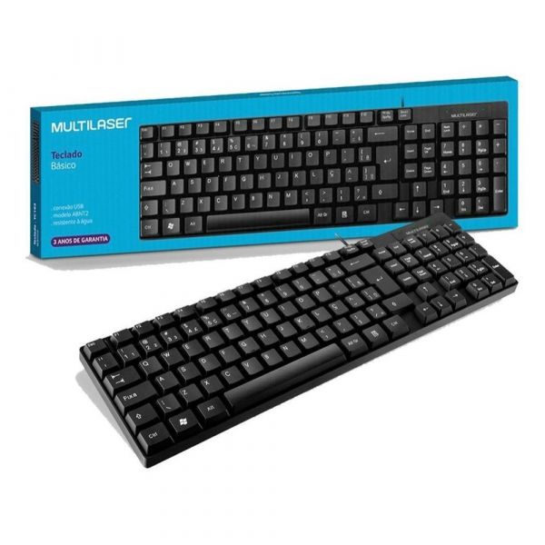 Teclado Com Fio Usb Slim Preto Pt  Br